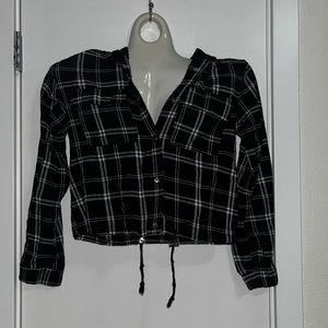 Charlotte Russe Hooded Drawstring Flannel